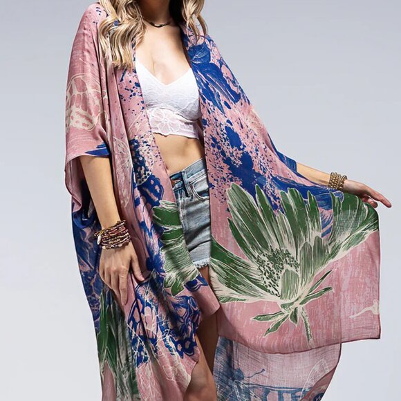 Floral & Butterfly Print Dainty Kimono - Picture 2 of 5